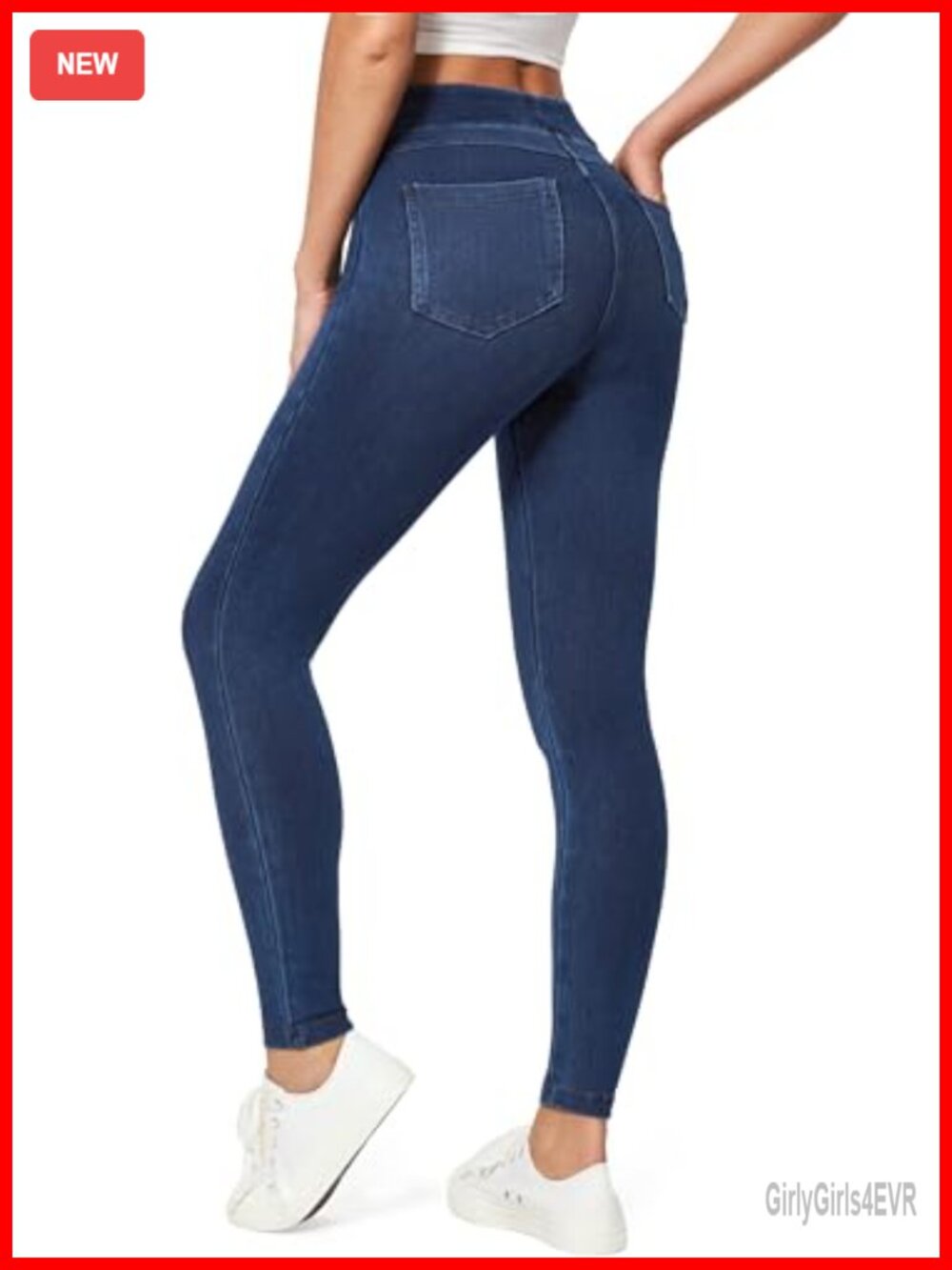 Stretchy Pull On Jeggings High Waist Skinny Denim Leggings